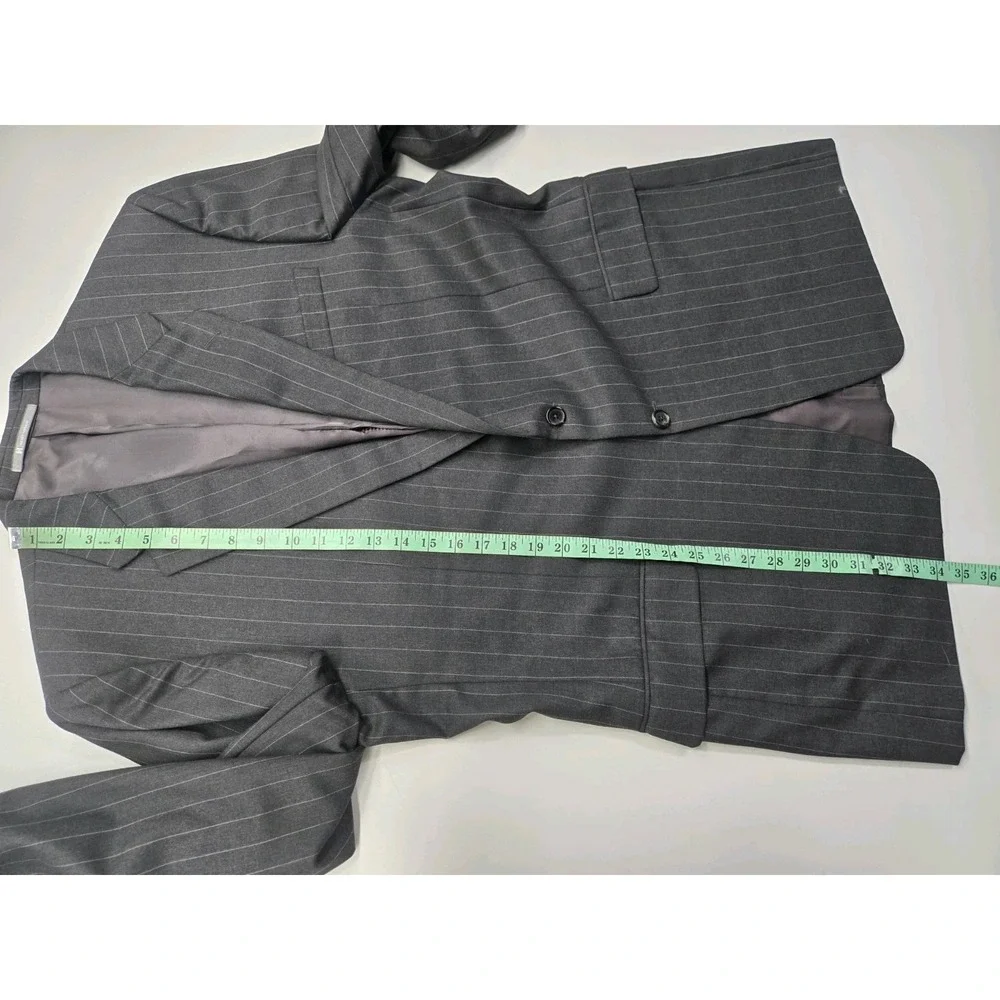 Loro Piana Super 130s Hickey Freeman Madison Wool Blazer Blk/Wht Stripe Size 46L